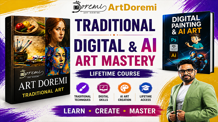 Live Class – Traditional Digital & AI Art Mastery Course – One Time Pay for Lifetime Free