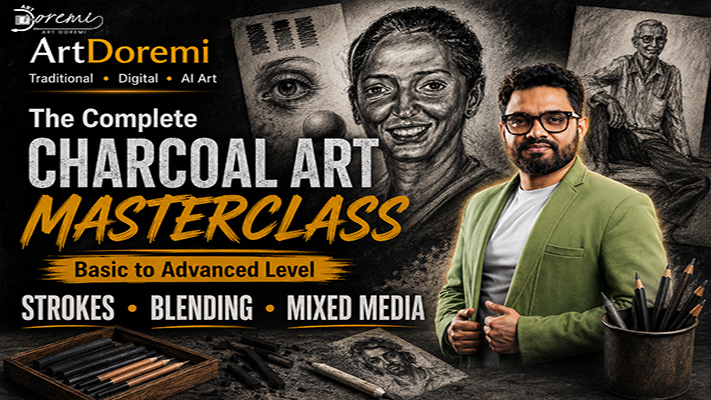 Traditional Art – The Complete Charcoal Art Masterclass – Strokes • Blending • Mixed Media